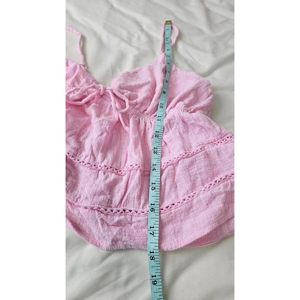 Wild Fable Two-Piece Summer Baby Doll Crop Top Set - Green & Pink Size S/M - Picture 3 of 10